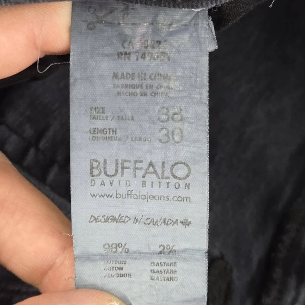 Buffalo David Bitton Men Jeans‎ 38X30 Black Denim Six-X Straight Stretch Logo